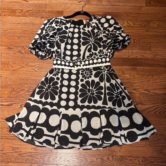 FARM Rio | Dresses | Farm Rio Black And White Ruffled Puff Sleeve Mini Dress  Xs | Poshmark